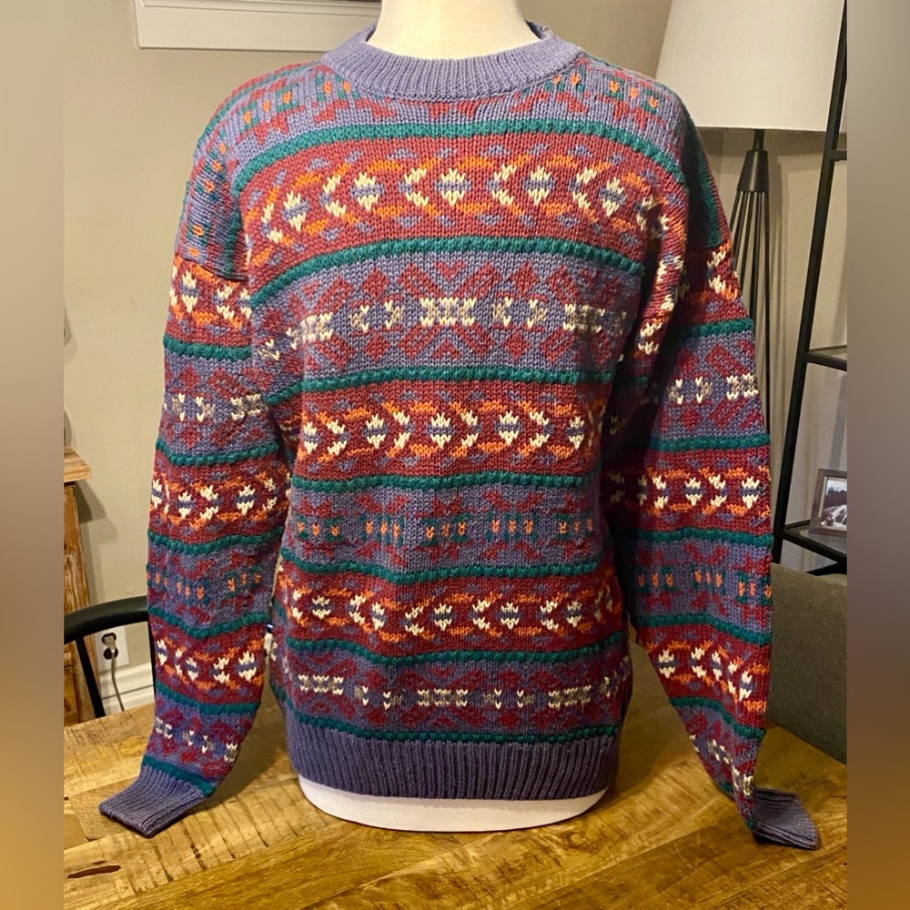 Vintage Northlander Ruggedwear 80s 90s Ski Dad Cosby Coogi Style Knit Sweater L
